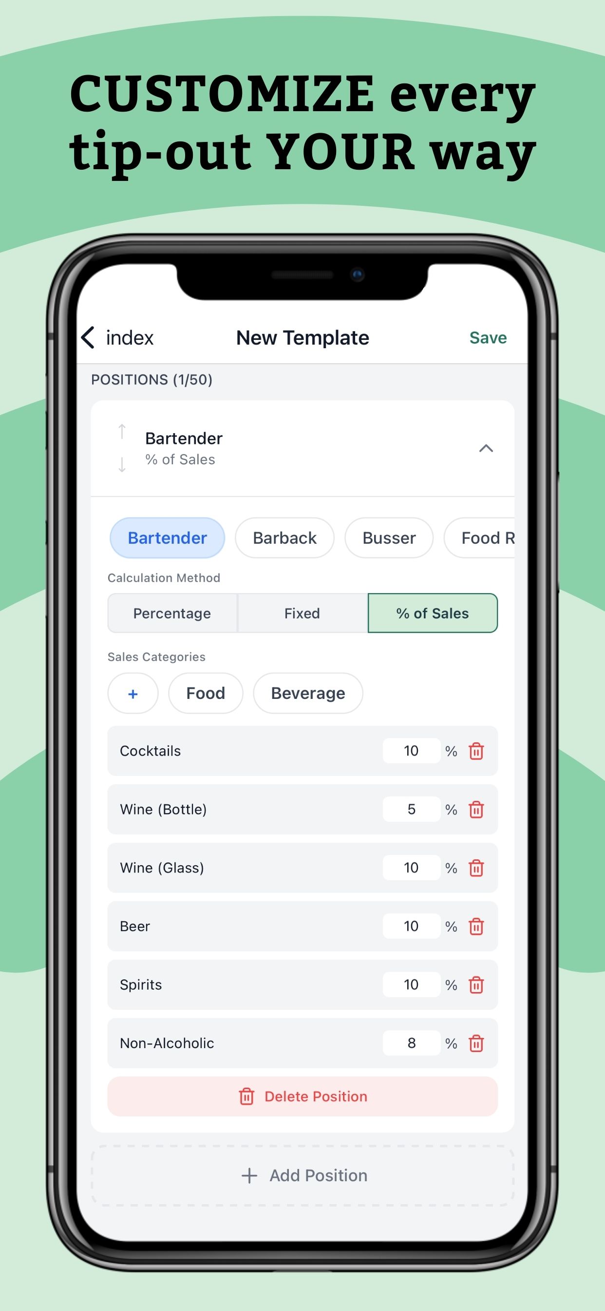 Flexible percentage and fixed-amount splits